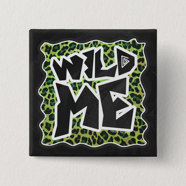 Badge Carré 5 Cm Léopard noir et vert (Devant)