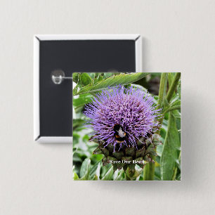 BADGE CARRÉ 5 CM LES ABEILLES