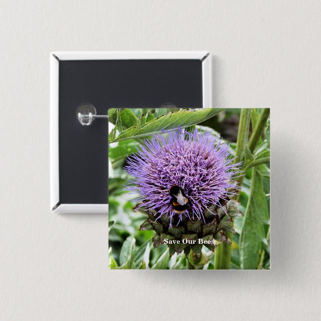 BADGE CARRÉ 5 CM LES ABEILLES (Devant & derrière)