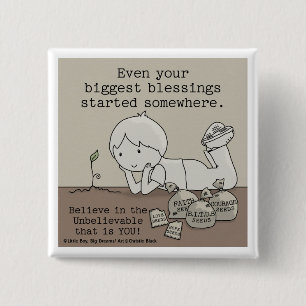 Badge Carré 5 Cm Les Bénédictions Ont Commencé Quelque Part