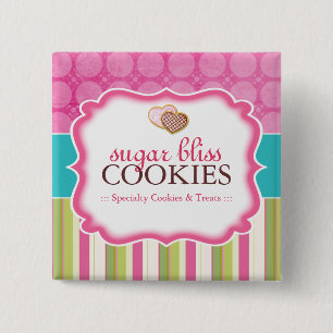 Badge Carré 5 Cm Les biscuits à sucre en forme de coeur Pastel et S