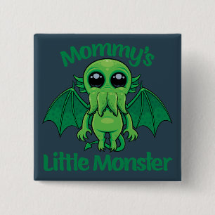 Badge Carré 5 Cm Les boudins de cthulhu du petit monstre de maman