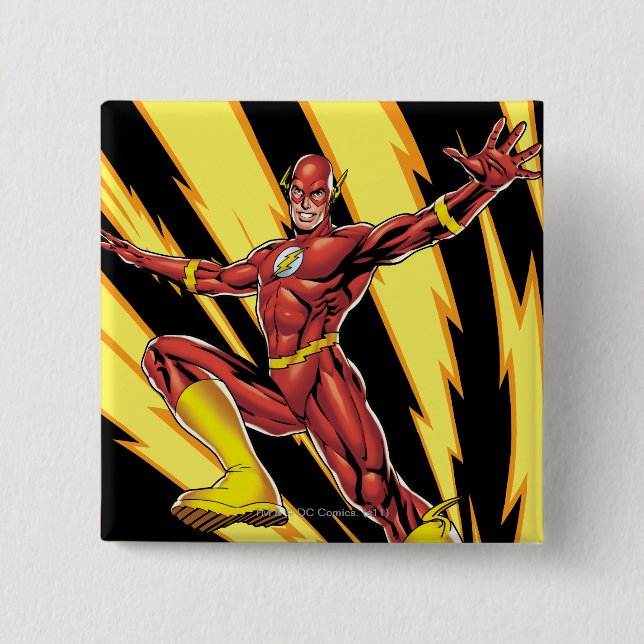 Badge Carré 5 Cm Les boulons Flash Lightning (Devant)