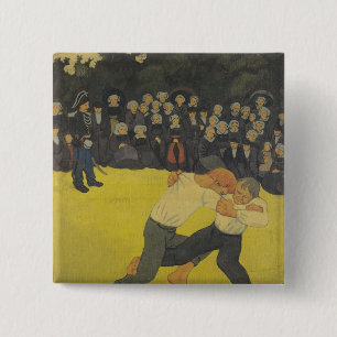 Badge Carré 5 Cm Les Bretons de lutte, c.1893
