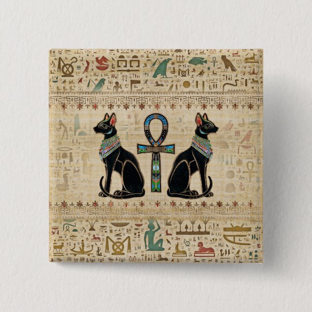 Badge Carré 5 Cm Les Chats d'Egyptian (Devant)