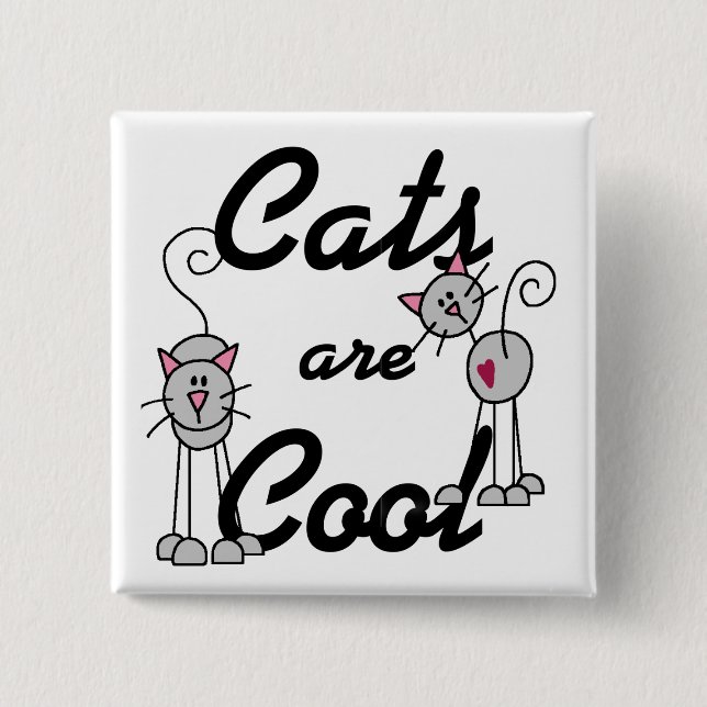 Badge Carré 5 Cm Les chats sont bouton frais (Devant)