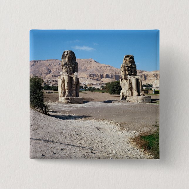Badge Carré 5 Cm Les colosses de Memnon, statues d'Amenhotep (Devant)
