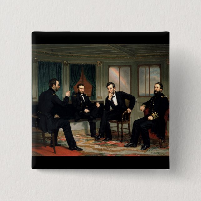 Badge Carré 5 Cm Les conciliateurs avec Abraham Lincoln (Devant)