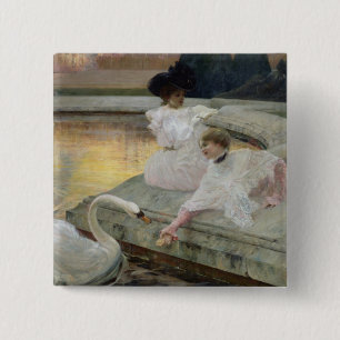 Badge Carré 5 Cm Les cygnes, 1900