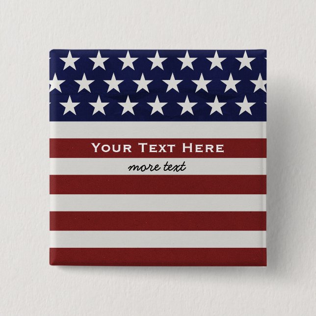 Badge Carré 5 Cm Les Etats-Unis drapeau américain coutume (Devant)