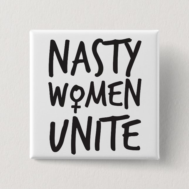 Badge Carré 5 Cm Les femmes méchantes unissent le bouton (Devant)