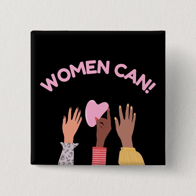 Badge Carré 5 Cm Les femmes peuvent être féministes (Devant)