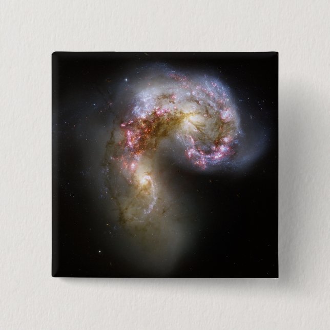 Badge Carré 5 Cm Les galaxies d'Antennes (Devant)