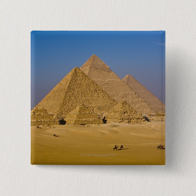 Badge Carré 5 Cm Les grandes pyramides de Gizeh, Egypte (Devant)