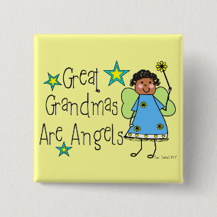 Badge Carré 5 Cm Les Grands-Mères Sont Des Cadeaux Anges (Afro-Am