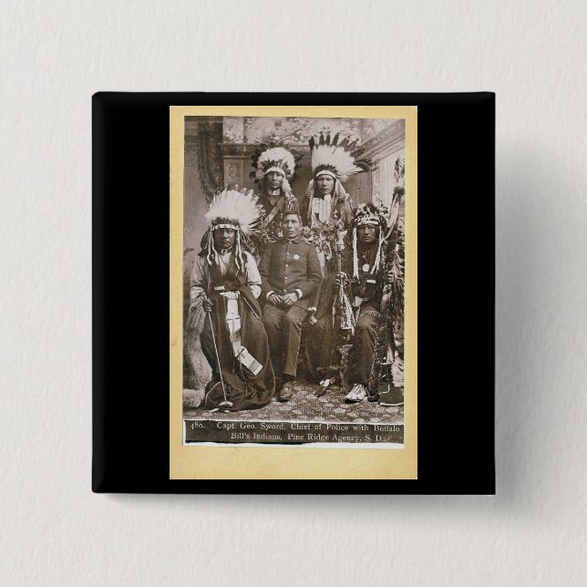 Badge Carré 5 Cm Les Indiens 1890 de Buffalo Bill (Devant)
