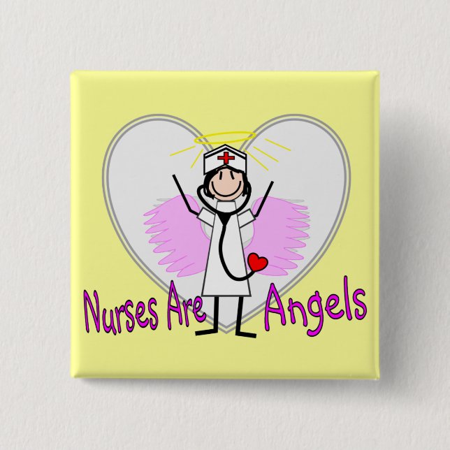 Badge Carré 5 Cm Les infirmières sont des anges (Devant)