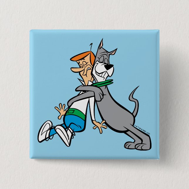 Badge Carré 5 Cm Les Jetsons | George & Astro Hug (Devant)