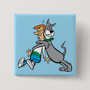 Badge Carré 5 Cm Les Jetsons George & Astro Hug