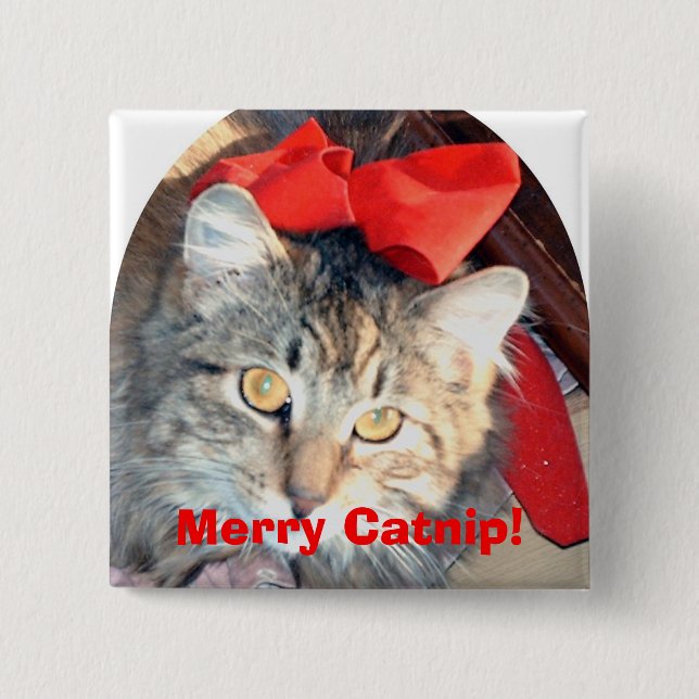 Badge Carré 5 Cm Les papiers de cataire :  Joyeux cataire ! - (Devant)
