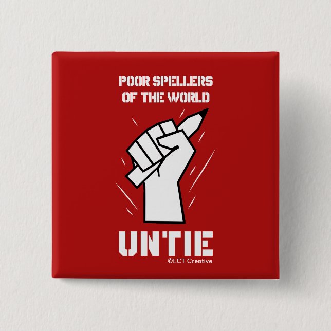 Badge Carré 5 Cm Les Pauvres Écrivains Du Monde Untie (Devant)