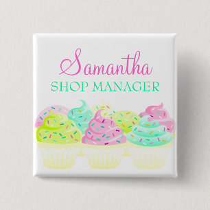 Badge Carré 5 Cm Les petits gâteaux N arrose le Pin fait sur