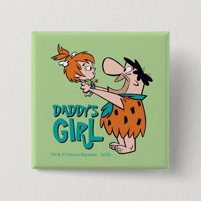 Badge Carré 5 Cm Les Pierrafeu | Fred & Pebbles - La fille de papa (Devant)