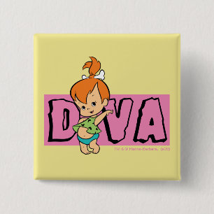 Badge Carré 5 Cm Les Pierrafeu  Galets - Petit Diva