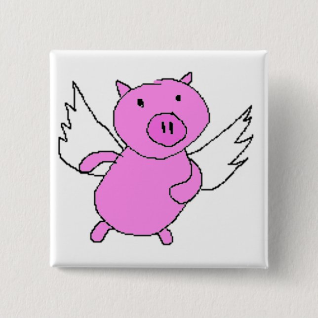 Badge Carré 5 Cm Les porcs peuvent voler (Devant)