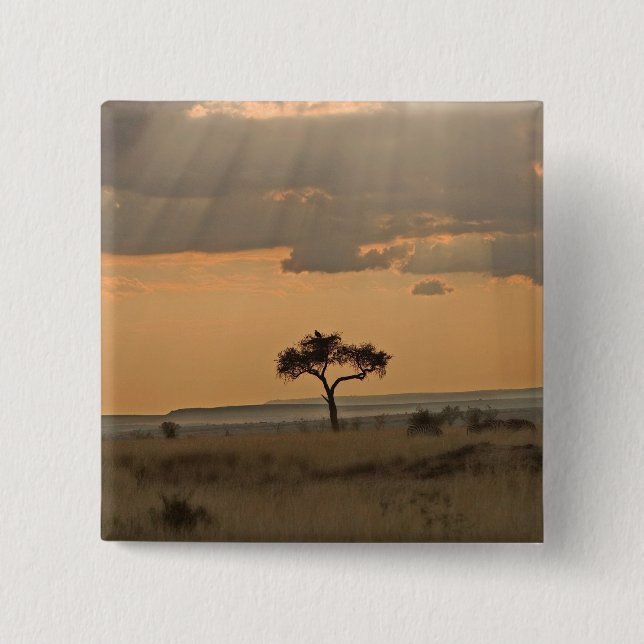Badge Carré 5 Cm Les rayons du soleil laserisant à travers l'après- (Devant)