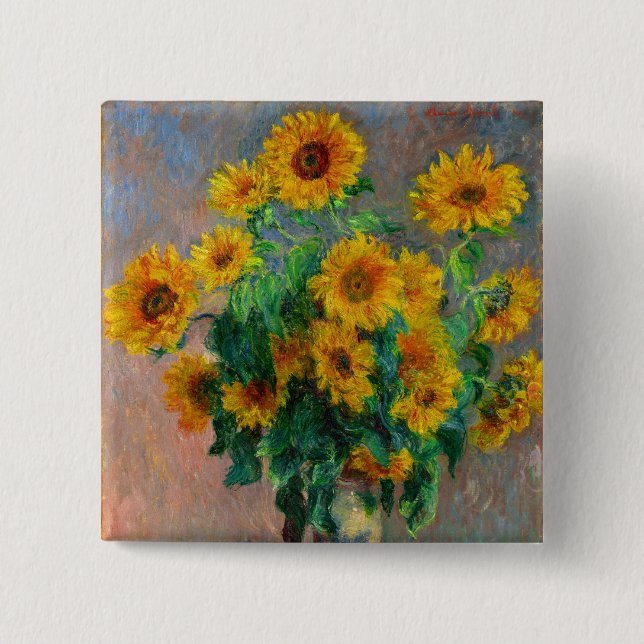 Badge Carré 5 Cm Les tournesols de Monet (Devant)