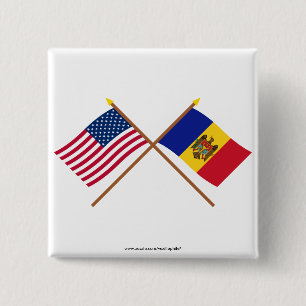 Badge Carré 5 Cm Les USA et drapeaux croisés par Moldau