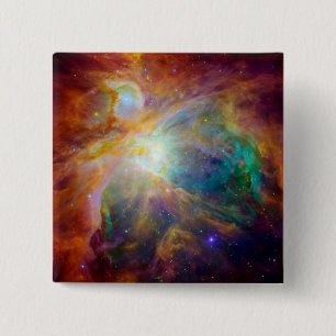 Badge Carré 5 Cm L'espace de Hubble Spitzer de nébuleuse d'Orion