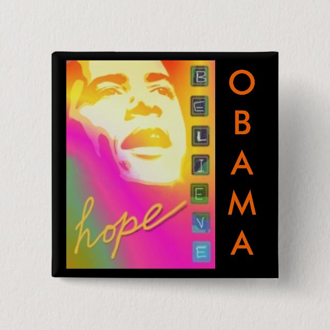 Badge Carré 5 Cm L'espoir d'Obama croient le bouton (Devant)