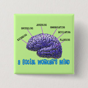 Badge Carré 5 Cm L'esprit d'assistant social de l'assistant social