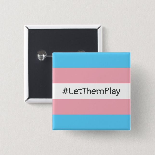Badge Carré 5 Cm #Let'ThemPlay Drapeau Transgenre Athlètes (Devant & derrière)