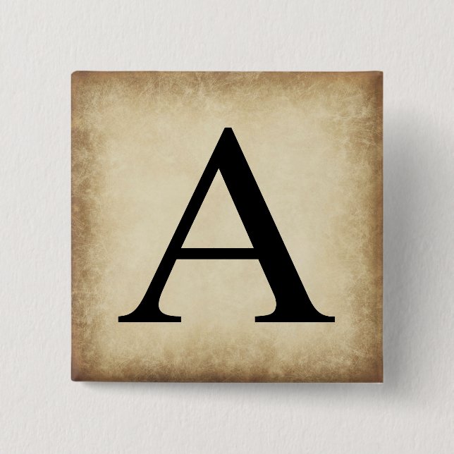 Badge Carré 5 Cm LETTRE AlphabET GRECQUE ALPHA (Devant)