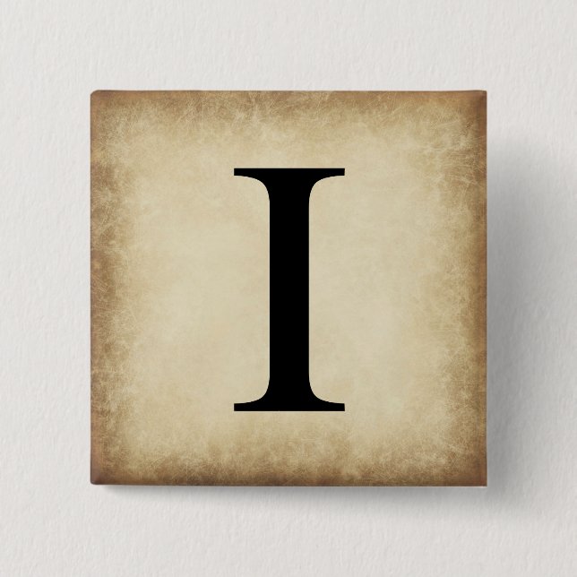 Badge Carré 5 Cm LETTRE AlphabET GRECQUE IOTA (Devant)