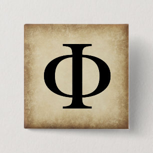Badge Carré 5 Cm LETTRE AlphabET GRECQUE PHI