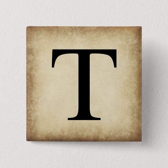Badge Carré 5 Cm LETTRE AlphabET GRECQUE TAU (Devant)