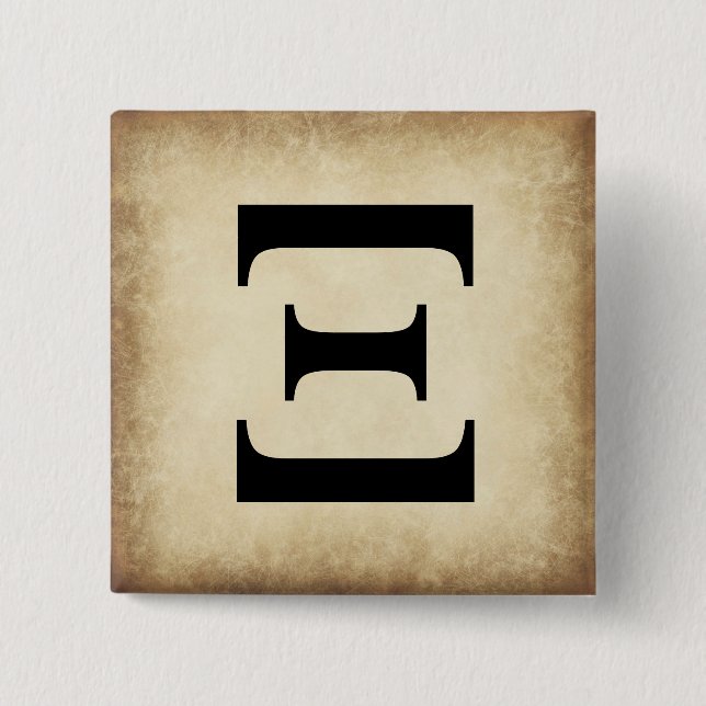 Badge Carré 5 Cm LETTRE AlphabET GRECQUE XI (Devant)