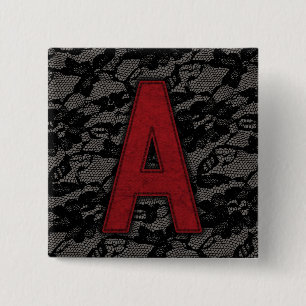 Badge Carré 5 Cm Lettre d'écarlate A