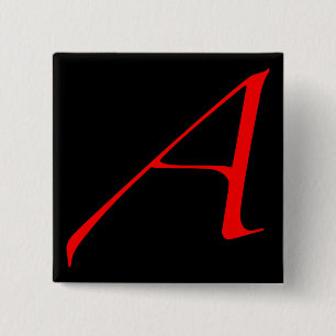 Badge Carré 5 Cm Lettre d'écarlate A (pour l'athée)