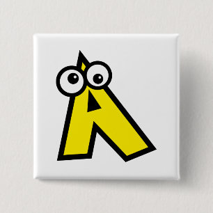 Badge Carré 5 Cm Lettre drôle A de monogramme