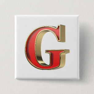 Badge Carré 5 Cm Lettre en verre rouge G