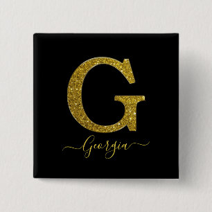 Badge Carré 5 Cm Lettre G Parties scintillant
