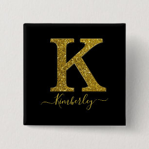 Badge Carré 5 Cm Lettre K parties scintillant