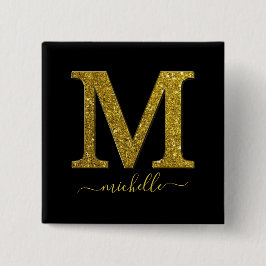 Badge Carré 5 Cm Lettre M parties scintillant