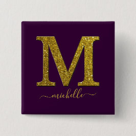 Badge Carré 5 Cm Lettre M parties scintillant