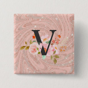 Badge Carré 5 Cm Lettre V